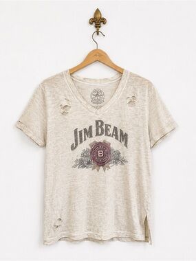 Jim Beam Vintage Inspired Destroyed Distressed Top Tee S